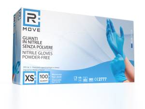 1Conf. da 100pz Tg.XS - RMove Guanti Nitrile Blu uso Medico Senza Polvere
