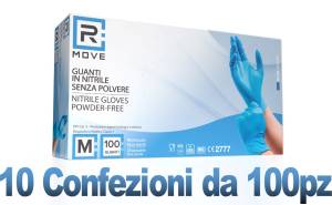 10Conf. da 100pz Tg.M - RMove Guanti Nitrile Blu uso Medico Senza Polvere