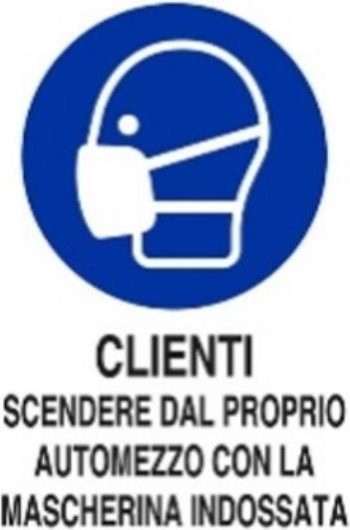 Cartello Clienti Scendere Automezzo con Mascherina 30x20-a-rate-senza-busta-paga-scalapay-pagolight