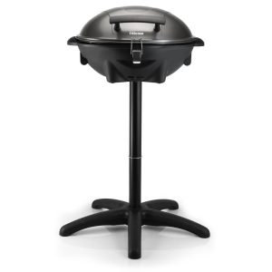 Tristar bq-2816 barbecue elettrico 2200w con piedistallo regolabile e coperchio 43x35 cm termostato regolabile nero