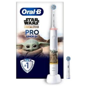 Braun oral-b spazzolino elettrico ricaricabile pro junior star wars baby yoda 2 testine da 6 anni in su