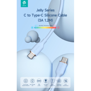 Devia Cavo silicone Jelly da Tipo-C a Tipo-C 3A 60W 1.2M Blu