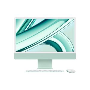 Apple computer desktop all-in-one imac con chip m3 cpu 8-core gpu 10-core display retina 4.5k 24`` 8gb di memoria unificata 256gb di archiviazione ssd accessori in tinta color verde