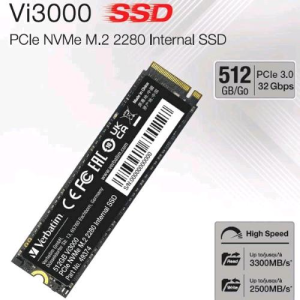 VERBATIM Vi3000 SSD 512GB M.2 NVMe PCIe Gen 3.0 x 4 LETTURA 3.300 MB/s-SCRITTURA 2.500 MB/s