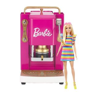 Faber pro mini deluxe barbie limited edition macchina per caffe` a cialde 44 mm pressacialda in ottone con bambola inclusa casuale