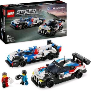 LEGO SPEED CHAMPION AUTO CORSA BMWM4GT3 E BMWMHYBRIDV8 2 MODELLINI DA COSTRUIRE CON 2 MINIFIGURE