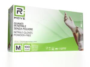 RMove 1Conf. da 100pz Tg.M - Guanti Nitrile Bianco Uso Medico Senza Polvere