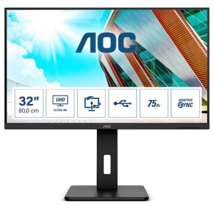 Aoc monitor 31.5`` led u32p2 3840x2160 4k ultra hd tempo di risposta 4 ms