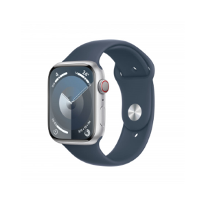 Apple Watch Series 9 GPS + Cellular 45mm Cassa in alluminio argento - Cinturino sport blu tempesta - M/L