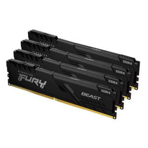 Kingston FURY Beast - DDR4 - kit - 32 GB: 4 x 8 GB - DIMM 288-PIN - 3600 MHz / PC4-28800 - CL17 - 1.35 V - senza buffer - non ECC - nero